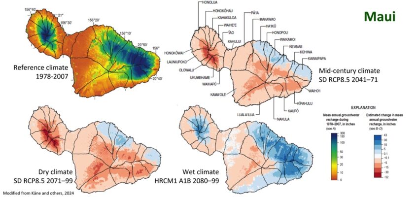 Maui climate scenario comparison maps